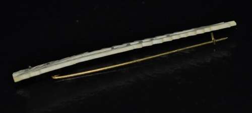 Antique Art Nouveau/Victorian Hand Carved Bone Floral and Wife Brooch c1900