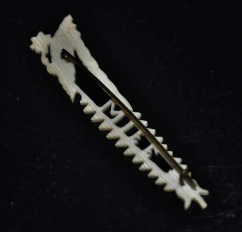 Antique Art Nouveau/Victorian Hand Carved Bone Floral and Wife Brooch c1900