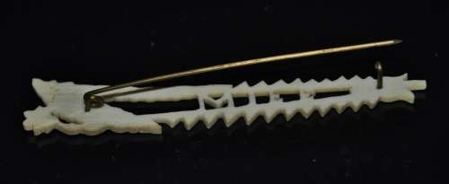 Antique Art Nouveau/Victorian Hand Carved Bone Floral and Wife Brooch c1900