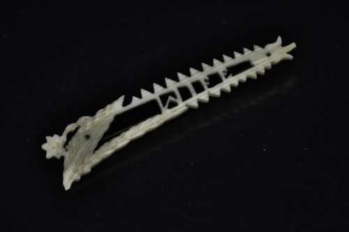 Antique Art Nouveau/Victorian Hand Carved Bone Floral and Wife Brooch c1900