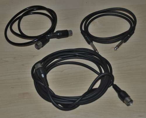 Lot of 3 Audio cables, 9 6.3 mm Audio Jacks, 2 Microphone Jacks