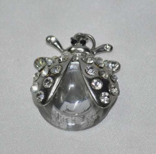 Vintage Silver Tone and Crystal Lady Bug Pendant