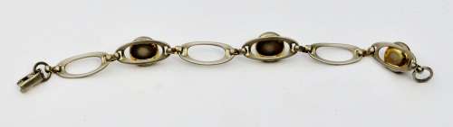 Vintage Gold tone and Cabochon Tiger Eye Link Bracelet