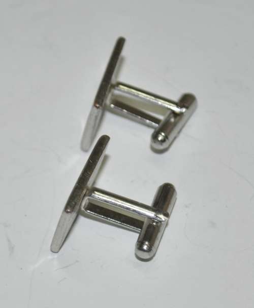 Vintage Silver Tone and Black Enamel Cufflinks