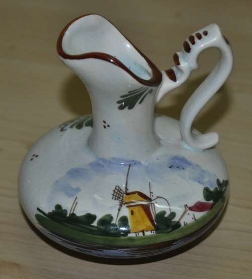 Vintage, Ornamental, Small Ceramic Hand-painted Gouda Vase/Jug Made in Holland #515