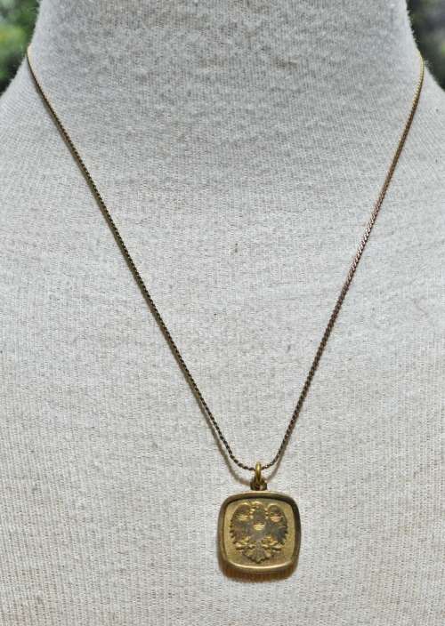 Vintage Gold Tone Barclays Bank Pendant on a Vintage Gold Tone Chain