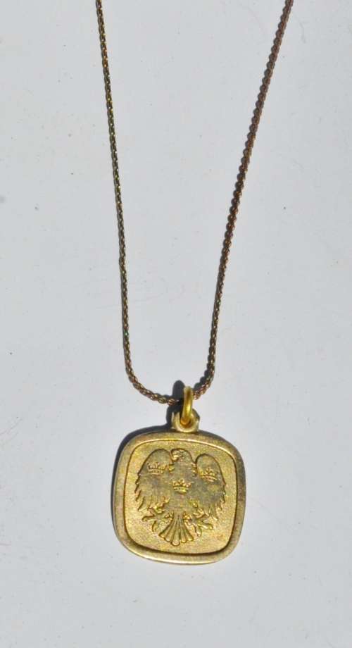 Vintage Gold Tone Barclays Bank Pendant on a Vintage Gold Tone Chain