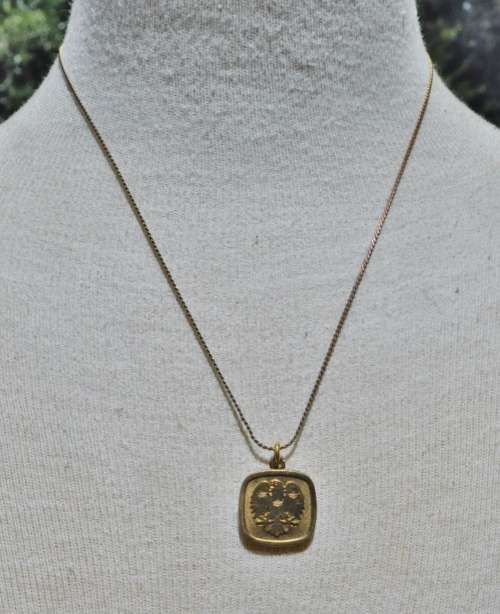 Vintage Gold Tone Barclays Bank Pendant on a Vintage Gold Tone Chain