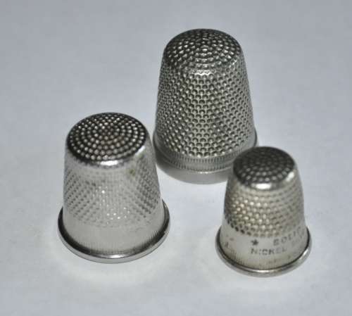 Three Vintage Silver Metal Thimbles