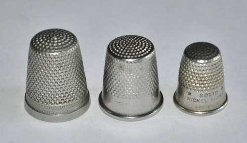 Three Vintage Silver Metal Thimbles