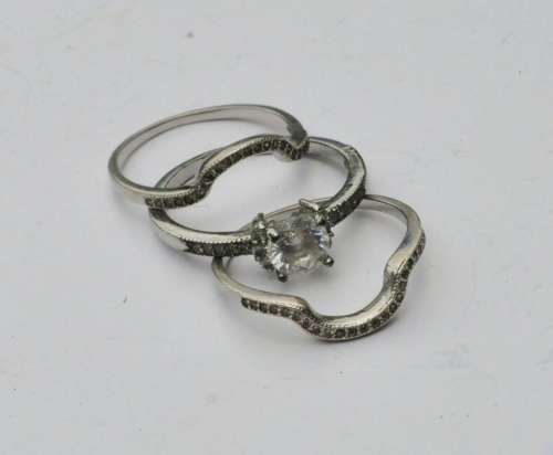 Vintage Silver Tone and Clear Rhinestone Fashion Ring