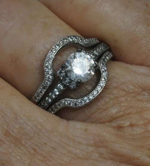 Vintage Silver Tone and Clear Rhinestone Fashion Ring