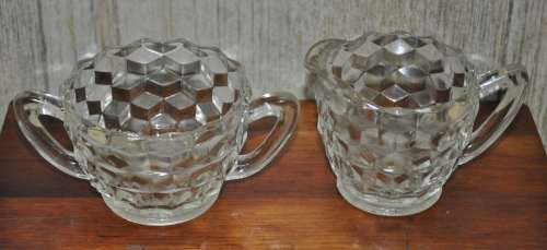 Vintage Depression Glass Sugar Bowl and Milk Jug c1940s