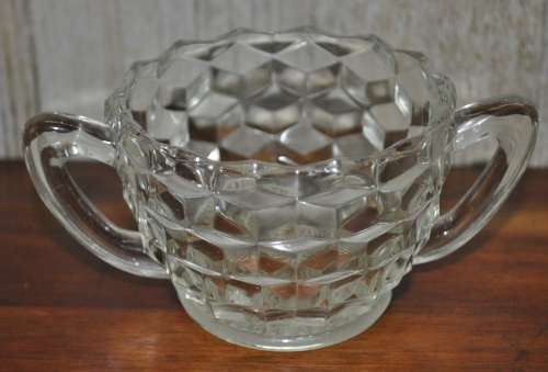Vintage Depression Glass Sugar Bowl and Milk Jug c1940s
