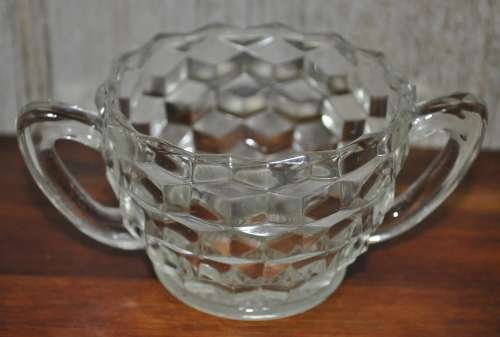 Vintage Depression Glass Sugar Bowl and Milk Jug c1940s
