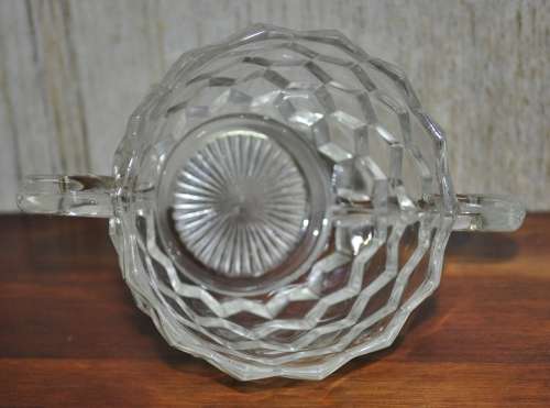 Vintage Depression Glass Sugar Bowl and Milk Jug c1940s