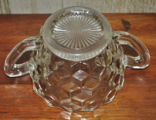 Vintage Depression Glass Sugar Bowl and Milk Jug c1940s