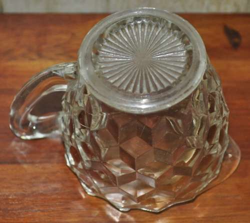 Vintage Depression Glass Sugar Bowl and Milk Jug c1940s