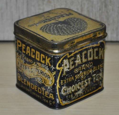 Antique, Collectible Peacock Brand Extra Superior Blend of Choicest Tea Tin