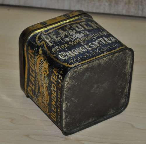 Antique, Collectible Peacock Brand Extra Superior Blend of Choicest Tea Tin
