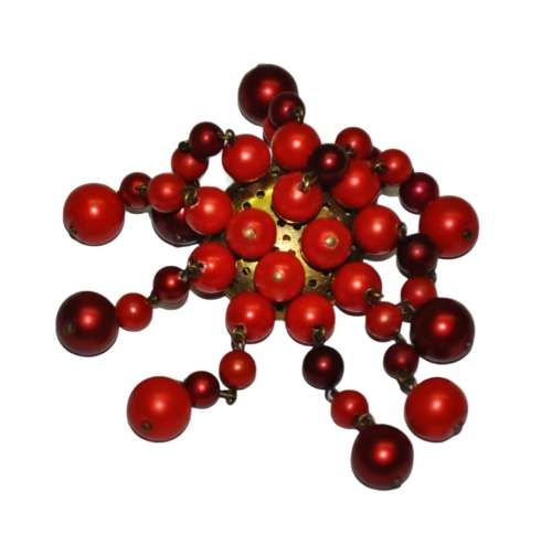 Vintage Gilt Brooch Pin with Dangling Lucite Moonglow Beads