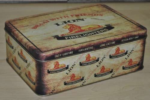 Collectible Contemporary Lion Firelighters Storage Tin