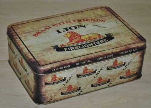 Collectible Contemporary Lion Firelighters Storage Tin