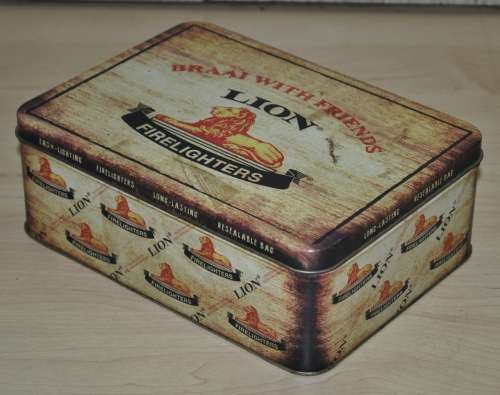 Collectible Contemporary Lion Firelighters Storage Tin