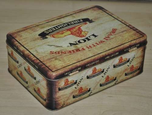Collectible Contemporary Lion Firelighters Storage Tin