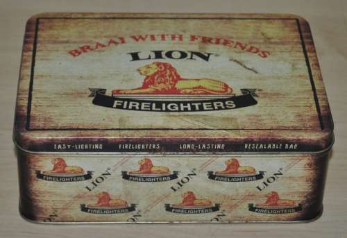 Collectible Contemporary Lion Firelighters Storage Tin