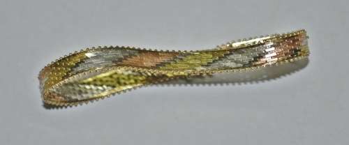 Vintage Italian 9ct Tri-Colour (Yellow, White and Rose) Gold Mesh Bracelet marked `375 Italy`