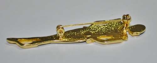 Vintage Gold Tone Art Deco Style Enamel and Rhinestone Figural Woman Brooch Pin