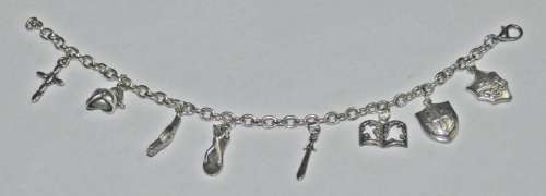 Vintage Armour of God Silver Tone Charm Bracelet