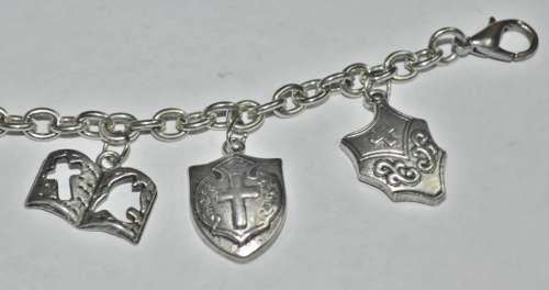 Vintage Armour of God Silver Tone Charm Bracelet
