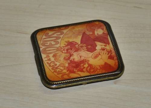 Vintage Brass Masterwork Belt Buckle decorated with Bieres de la Meuse by Alphonse Mucha c1970