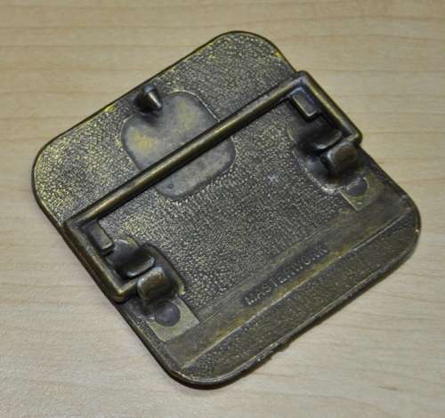 Vintage Brass Masterwork Belt Buckle decorated with Bieres de la Meuse by Alphonse Mucha c1970