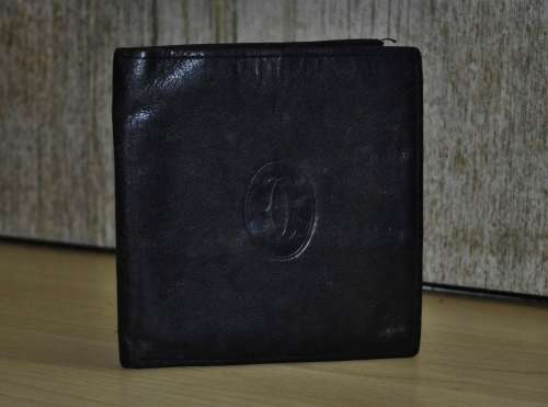 Vintage Authentic Cartier Black Leather Men`s Wallet
