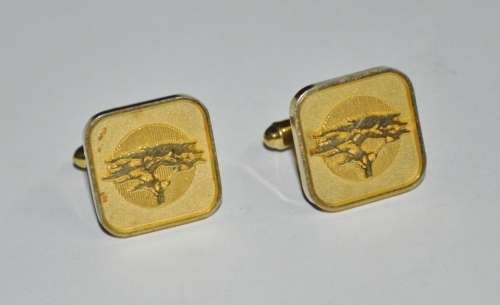 Vintage Signed 18ct Gold Plated Cufflinks with First National Bank Logo
