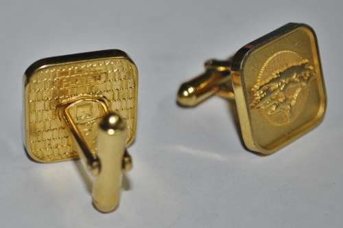 Vintage Signed 18ct Gold Plated Cufflinks with First National Bank Logo