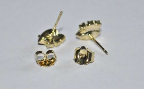 Vintage Gold Tone, Ruby Red and Clear Rhinestone Stud Earrings