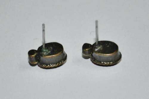 Vintage Antique Brass Tone Stud Earrings with Clear and Faceted Topaz Coloured Crystal