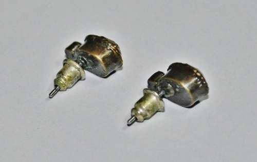 Vintage Antique Brass Tone Stud Earrings with Clear and Faceted Topaz Coloured Crystal