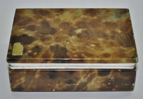 Vintage 1970s Genuine Alabaster Large Rectangular Jewellery/Trinket Box Hand carved in Italy