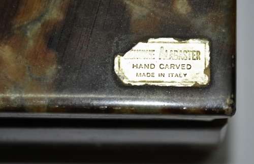 Vintage 1970s Genuine Alabaster Large Rectangular Jewellery/Trinket Box Hand carved in Italy