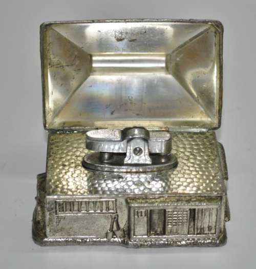 Rare and Unusual Silver Plated Watermill House Novelty Table Lighter c1960