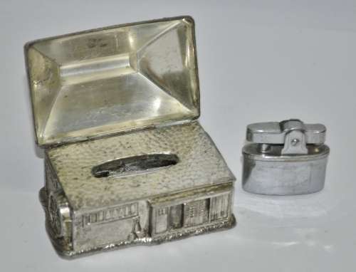 Rare and Unusual Silver Plated Watermill House Novelty Table Lighter c1960
