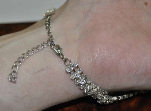 Vintage Silver Tone and Clear Rhinestone Hand Harness Bracelet and Ring Combo