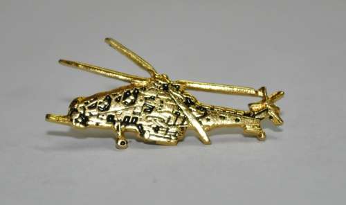 Vintage Gold Tone and Enamel Helicopter Lapel Pin