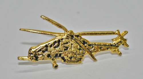 Vintage Gold Tone and Enamel Helicopter Lapel Pin