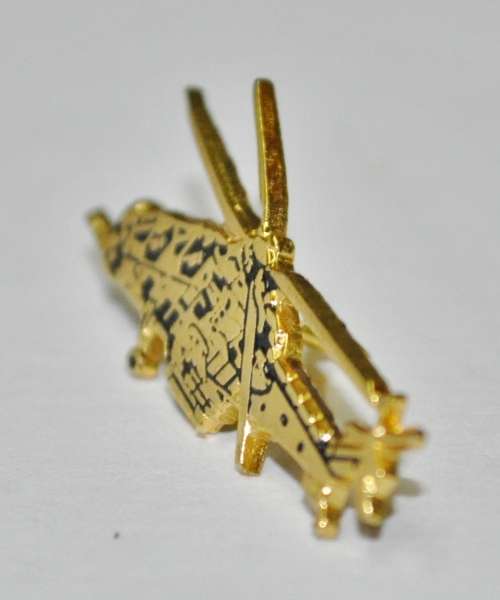 Vintage Gold Tone and Enamel Helicopter Lapel Pin